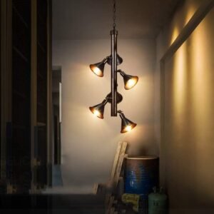Diamond Electricals Modern Horn Chandelier with multiple heads.