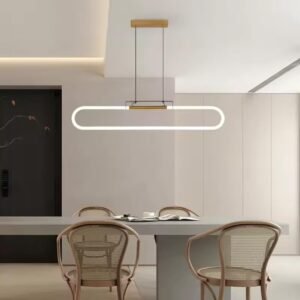 Diamond Electricals Nordic LED Chandelier with a gold oval design.