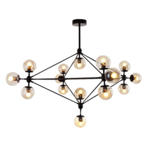 Diamond Electricals gold Retro Bubble Chandelier with multiple glass bubbles.
