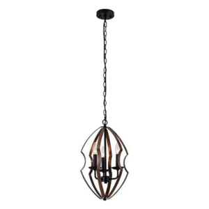 Diamond Electricals 3-Light Rustic Farmhouse Pendant Light with wood texture.