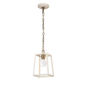 Diamond Electricals White and Gold Mini Pendant Light with a square design.